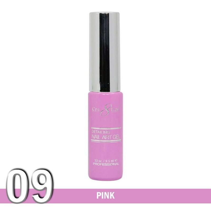 Cre8tion Detailing Nail Art Gel, 09, Pink, 0.33oz KK1025 